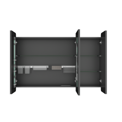 DeerValley Three-Door Wall-Mounted Mirror Cabinet with Black Aluminum Frame and Inner Storage