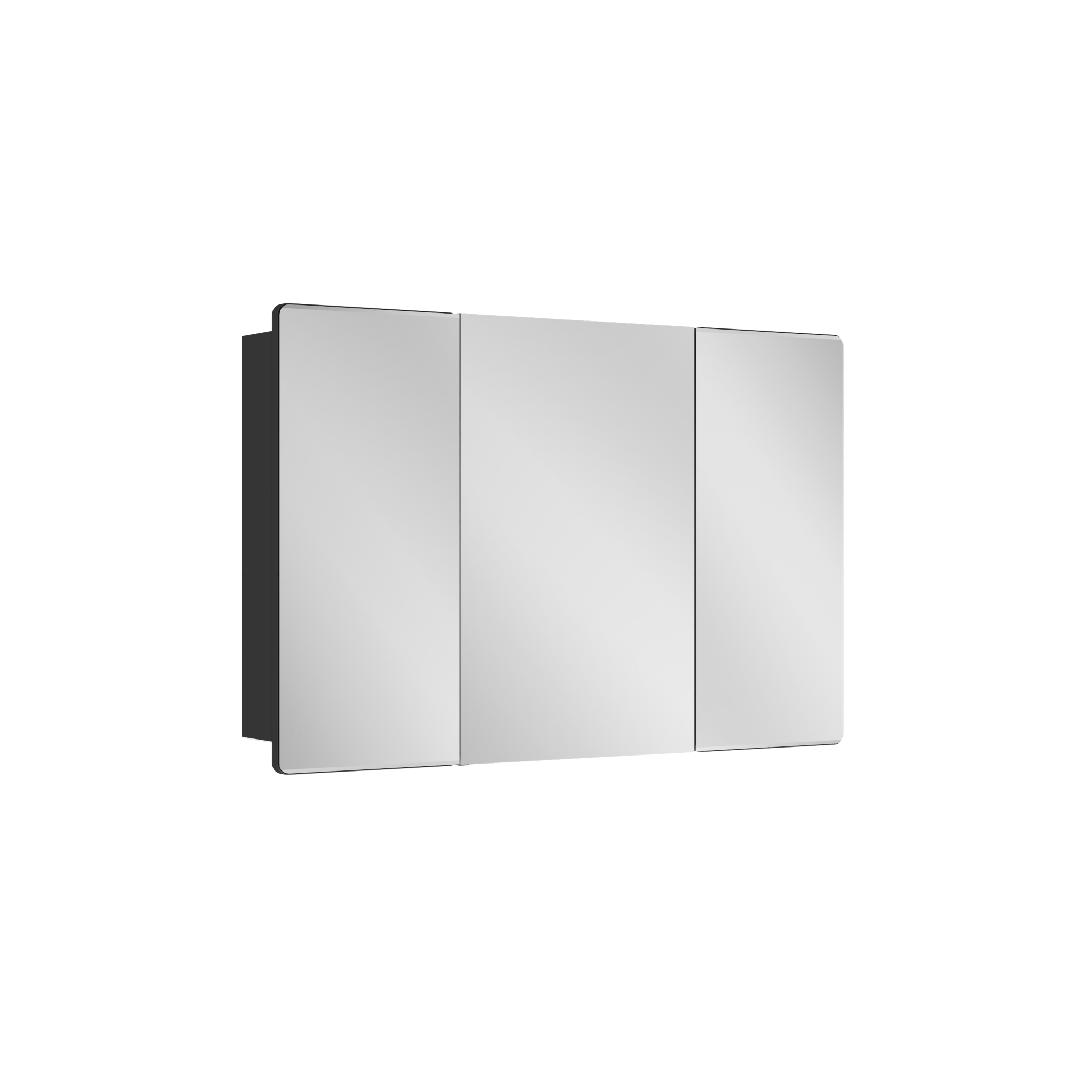 DeerValley Three-Door Wall-Mounted Mirror Cabinet with Black Aluminum Frame and Inner Storage