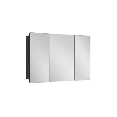 DeerValley Three-Door Wall-Mounted Mirror Cabinet with Black Aluminum Frame and Inner Storage