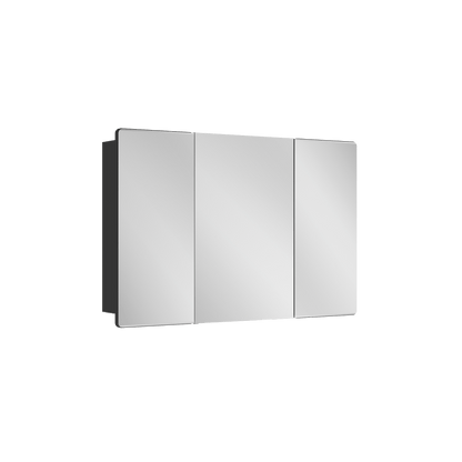 DeerValley Three-Door Wall-Mounted Mirror Cabinet with Black Aluminum Frame and Inner Storage