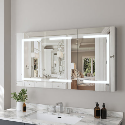 DeerValley 48" Smart LED Mirror Cabinet with Tri-Color Lighting, Stepless Dimming, and Defogger-DV-1MC0380