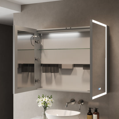 DeerValley Smart LED Mirror Cabinet with Tri-Color Lighting, Stepless Dimming, and Defogger