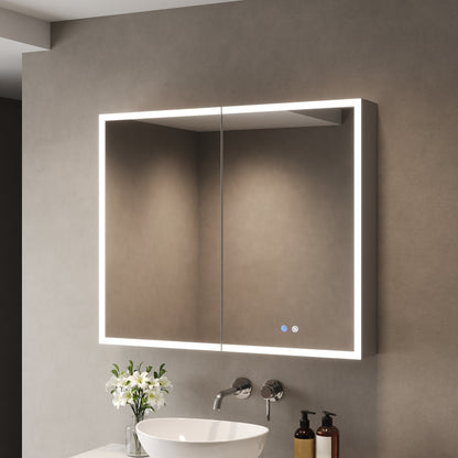 DeerValley Smart LED Mirror Cabinet with Tri-Color Lighting, Stepless Dimming, and Defogger