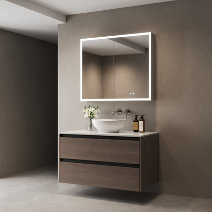 DeerValley Smart LED Mirror Cabinet with Tri-Color Lighting, Stepless Dimming, and Defogger