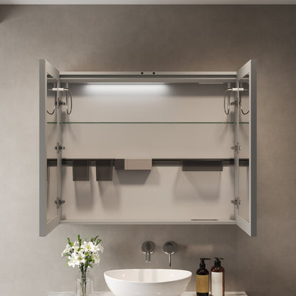 DeerValley Smart LED Mirror Cabinet with Tri-Color Lighting, Stepless Dimming, and Defogger