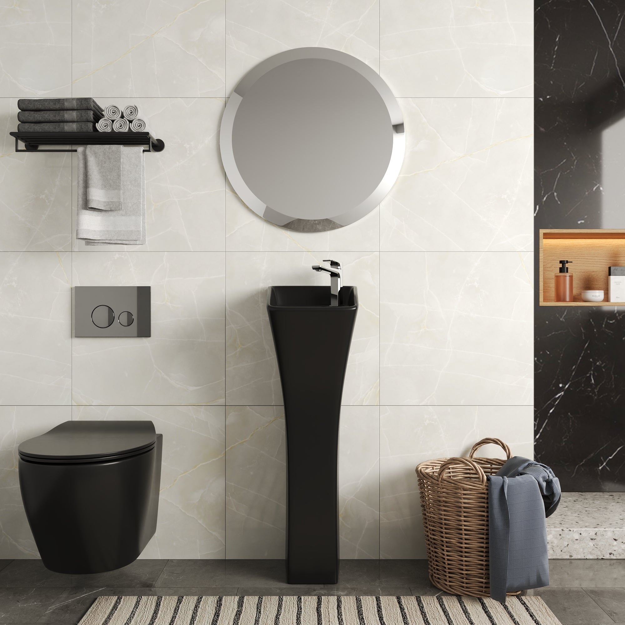 DeerValley DV-1P529/DV-1P529B Horizon Small Pedestal Bathroom Sink