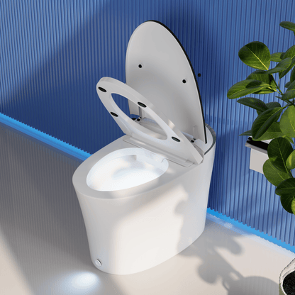 DeerValley DV-1S0019/V1/V3 Tankless Elongated Smart Toilet Quiet-Closed Heated Seat Sensor Auto, Foot Kick & Blackout Flush, Night Light