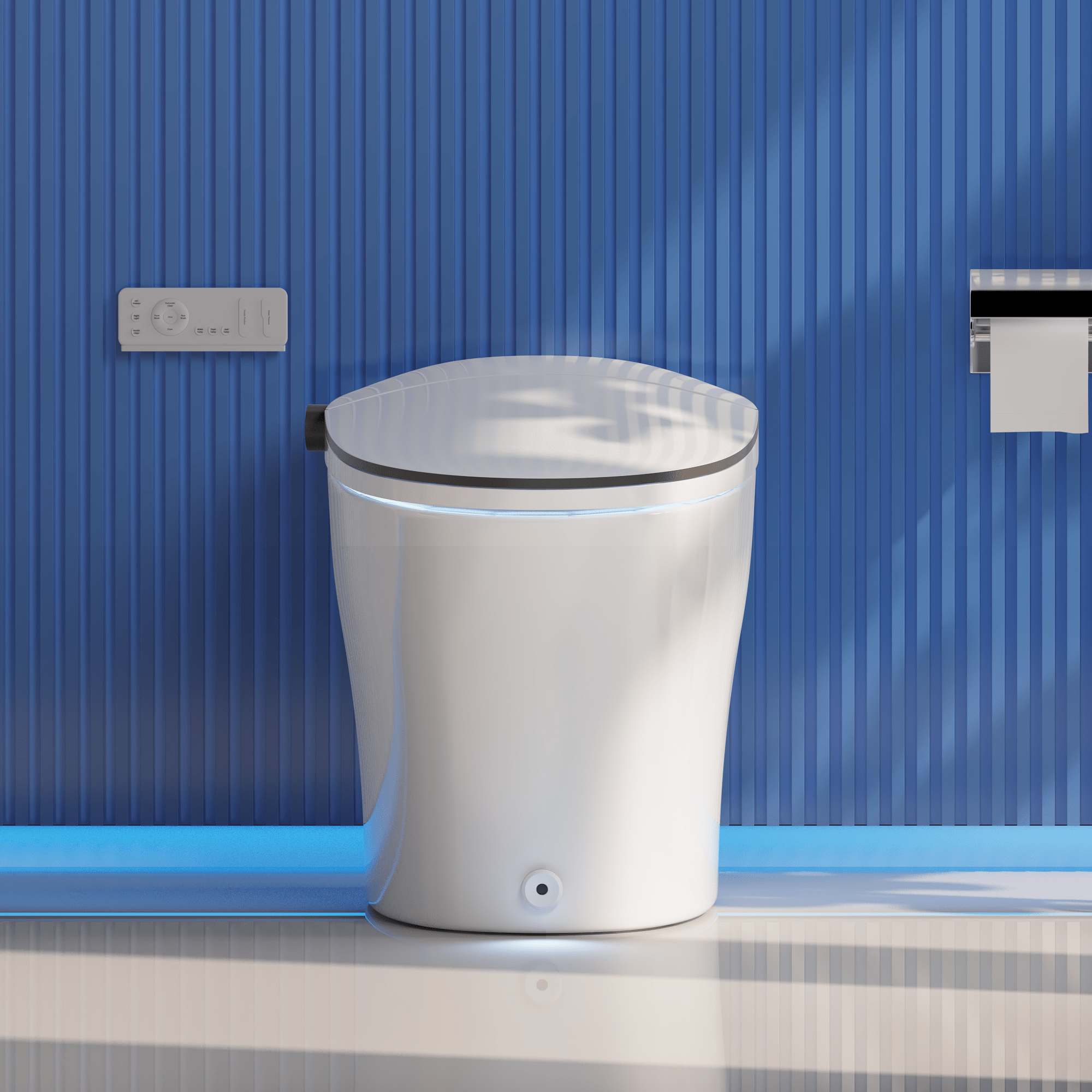 DeerValley DV-1S0019/V1/V3 Tankless Elongated Smart Toilet Quiet-Closed Heated Seat Sensor Auto, Foot Kick & Blackout Flush, Night Light