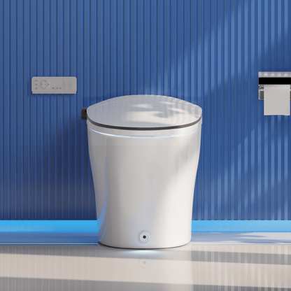 DeerValley DV-1S0019/V1/V3 Tankless Elongated Smart Toilet Quiet-Closed Heated Seat Sensor Auto, Foot Kick & Blackout Flush, Night Light
