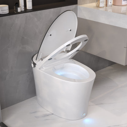 DeerValley DV-1S0019/V1/V3 Tankless Elongated Smart Toilet Quiet-Closed Heated Seat Sensor Auto, Foot Kick & Blackout Flush, Night Light