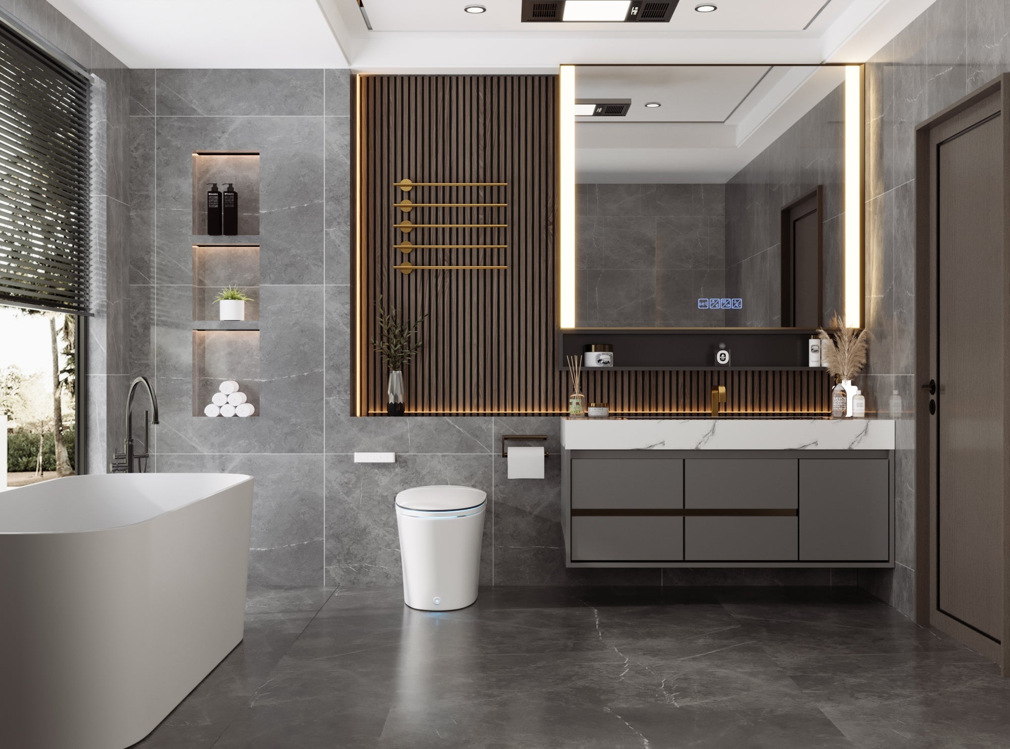 DeerValley DV-1S0019-V3 Premium Tankless Elongated Smart Bidet Toile, Quiet-Closed Heated Seat Sensor Auto, Foot Kick & Blackout Flush, Warm Wash, Night Light