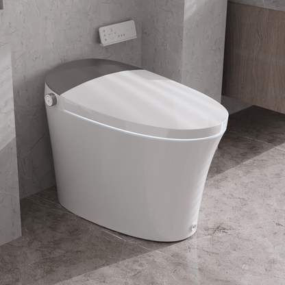 DeerValley DV-1S0150/DV-1S0150-V3 Tankless Smart Toilet,Off-seat Auto Flush,Foot Kick Flush,Night Light,Modern Elongated Toilet with Warm Water