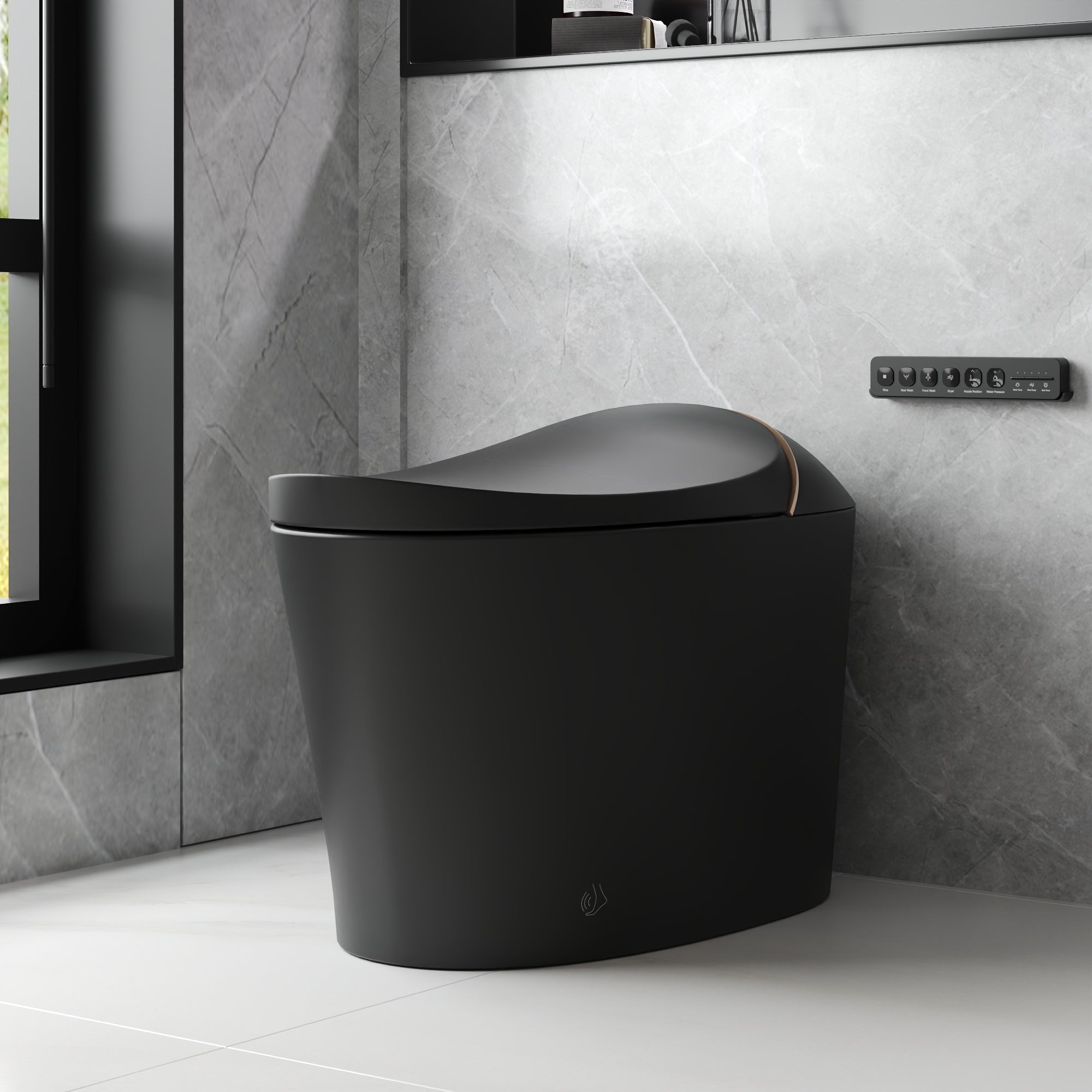 DeerValley DV-1S0160/V1/V3 Tankless Elongated Smart Toilet with Off-Seat Flush/Foot Sensor Flush, Automatic Tankless Toilet with Heated Seat, Warm Water Cleaning, Warm Air dryer