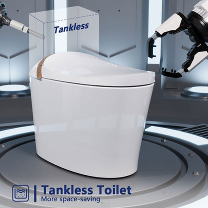 DeerValley DV-1S0160-V3 Premium Tankless Elongated Smart Bidet Toilet with Off-Seat Flush/Foot Sensor Flush, Automatic Tankless Toilet with Heated Seat, Warm Water Cleaning, Warm Air dryer