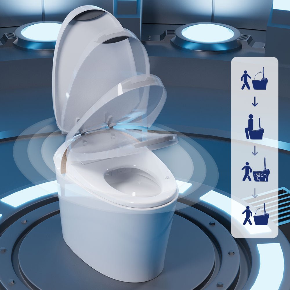 DeerValley DV-1S0160-V3 Premium Tankless Elongated Smart Bidet Toilet with Off-Seat Flush/Foot Sensor Flush, Automatic Tankless Toilet with Heated Seat, Warm Water Cleaning, Warm Air dryer