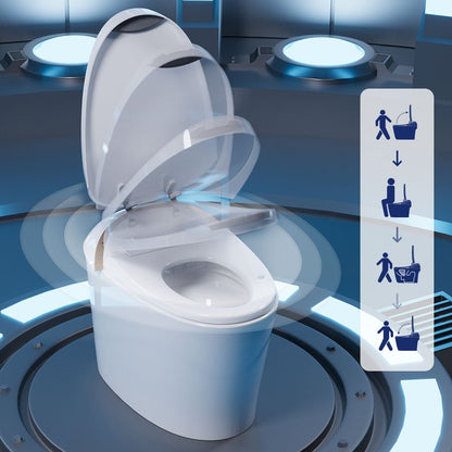 DeerValley DV-1S0160-V3 Premium Tankless Elongated Smart Bidet Toilet with Off-Seat Flush/Foot Sensor Flush, Automatic Tankless Toilet with Heated Seat, Warm Water Cleaning, Warm Air dryer