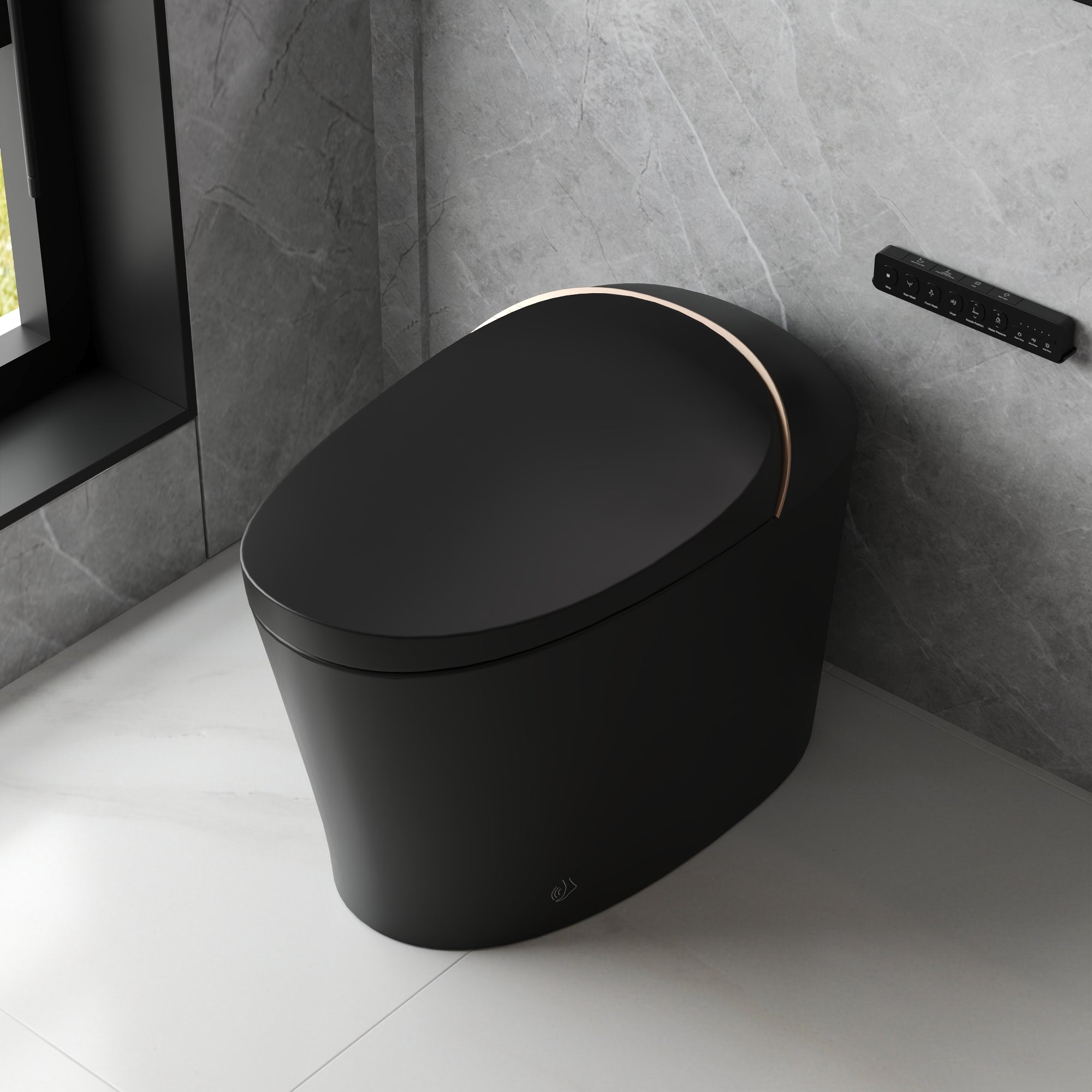 DeerValley DV-1S0160/V1/V3 Tankless Elongated Smart Toilet with Off-Seat Flush/Foot Sensor Flush, Automatic Tankless Toilet with Heated Seat, Warm Water Cleaning, Warm Air dryer