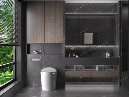 DeerValley DV-1S0160-V3 Premium Tankless Elongated Smart Bidet Toilet with Off-Seat Flush/Foot Sensor Flush, Automatic Tankless Toilet with Heated Seat, Warm Water Cleaning, Warm Air dryer