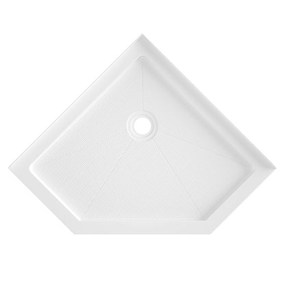 DeerValley 35" x 35" Neo-Angle Single Threshold Shower Base, Acrylic White, Single-Threshold