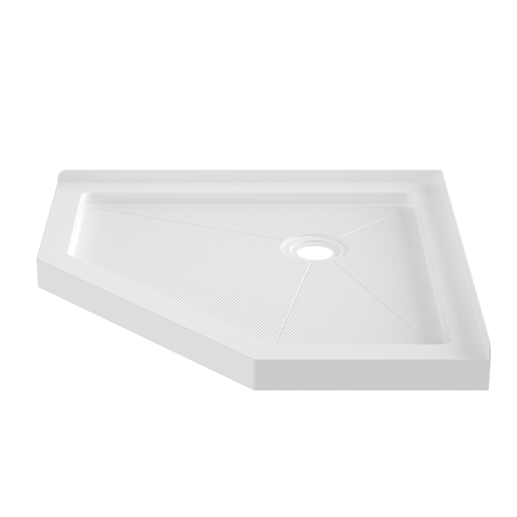 DeerValley 35" x 35" Neo-Angle Single Threshold Shower Base, Acrylic White, Single-Threshold