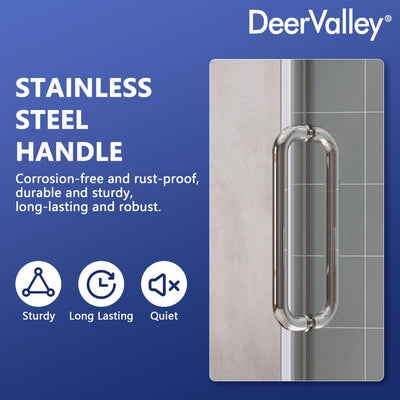 DeerValley DV-1SD0212 Frameless Neo-Angle Shower Enclosure, 0.39" Clear Tempered Glass, Stainless Steel Accessories