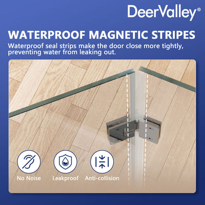 DeerValley DV-1SD0212 Frameless Neo-Angle Shower Enclosure, 0.39" Clear Tempered Glass, Stainless Steel Accessories