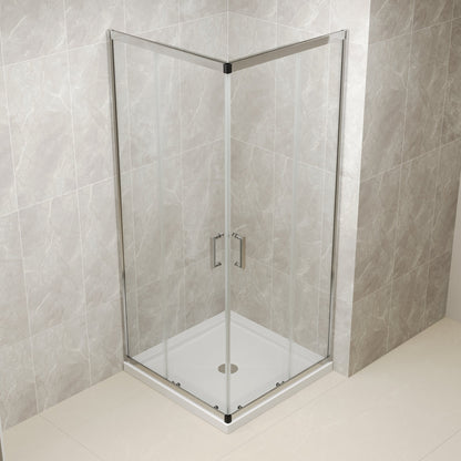 DYNASTY Framed Square Reversible Shower Enclosure, Double Sliding Door Corner Shower Door with 0.24" Clear Glass