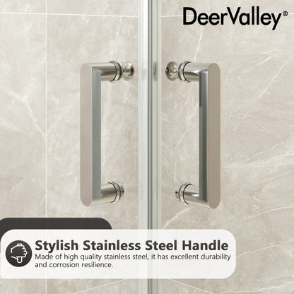 DYNASTY Framed Square Reversible Shower Enclosure, Double Sliding Door Corner Shower Door with 0.24" Clear Glass