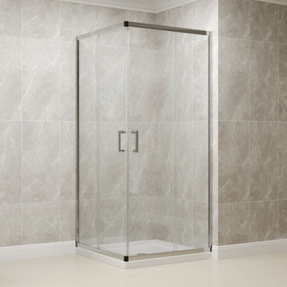 DYNASTY Framed Square Reversible Shower Enclosure, Double Sliding Door Corner Shower Door with 0.24" Clear Glass