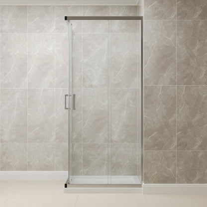 DYNASTY Framed Square Reversible Shower Enclosure, Double Sliding Door Corner Shower Door with 0.24" Clear Glass