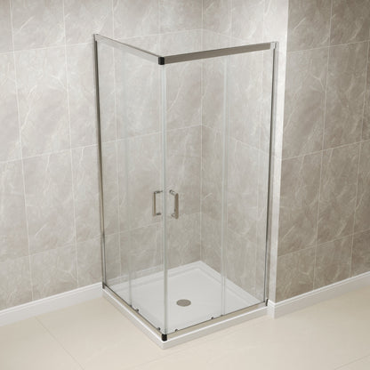 DYNASTY Framed Square Reversible Shower Enclosure, Double Sliding Door Corner Shower Door with 0.24" Clear Glass