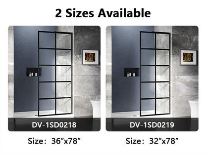 ALLY 36"/32" x 78" Single Fixed Glass Panel for Shower, Shower Door Clear Tempered Glass Framed