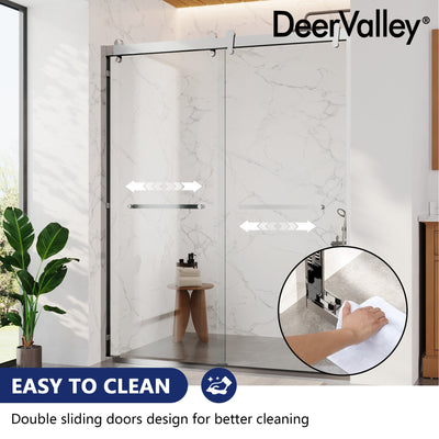DeerValley DV-1SD0246S 56 in. - 60 in. W x 76 in. H Framed Double Sliding Shower Door, Silver / Matte Black / Gold