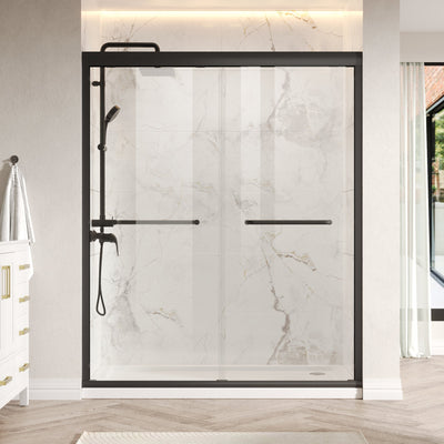 DeerValley DV-1SD0247S Semi-Frameless Sliding Shower Door, 56-60" W x 76" H