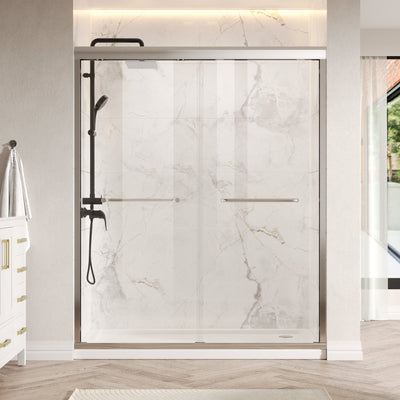 DeerValley DV-1SD0247S Semi-Frameless Sliding Shower Door, 56-60" W x 76" H