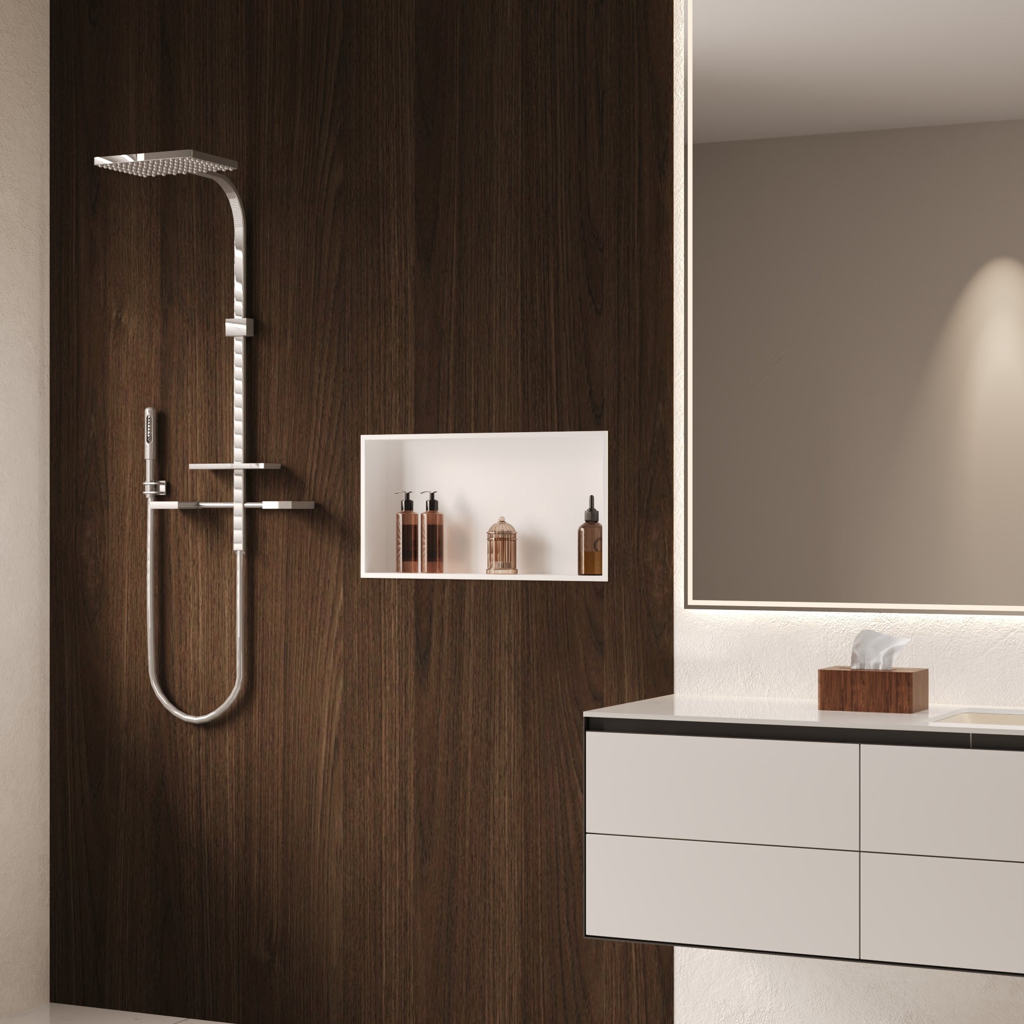 DeerValley 12" x 24" Single Shelf Shower Niche with Drainage Slope, Matte Black, White, or Stainless Steel Finish - Recessed Wall Bathroom Niche, No Tile Required