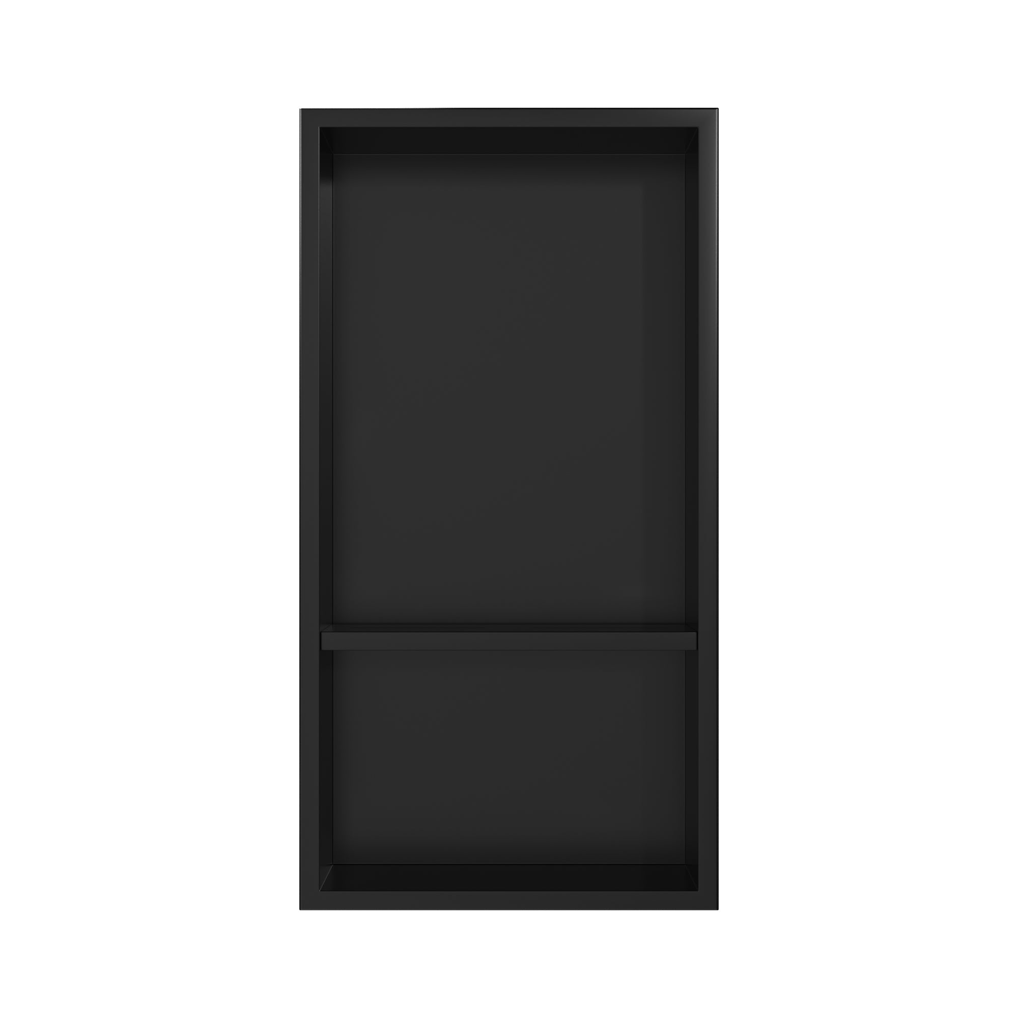 DeerValley 12" x 24" Double Shelf Shower Niche with Drainage Slope, Matte Black, White, or Stainless Steel Finish - Recessed Wall Bathroom Niche, No Tile Required