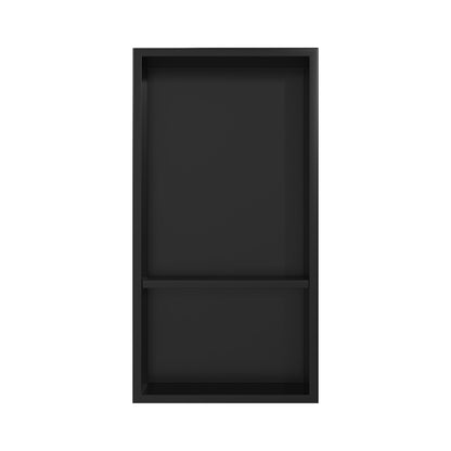 DeerValley 12" x 24" Double Shelf Shower Niche with Drainage Slope, Matte Black, White, or Stainless Steel Finish - Recessed Wall Bathroom Niche, No Tile Required