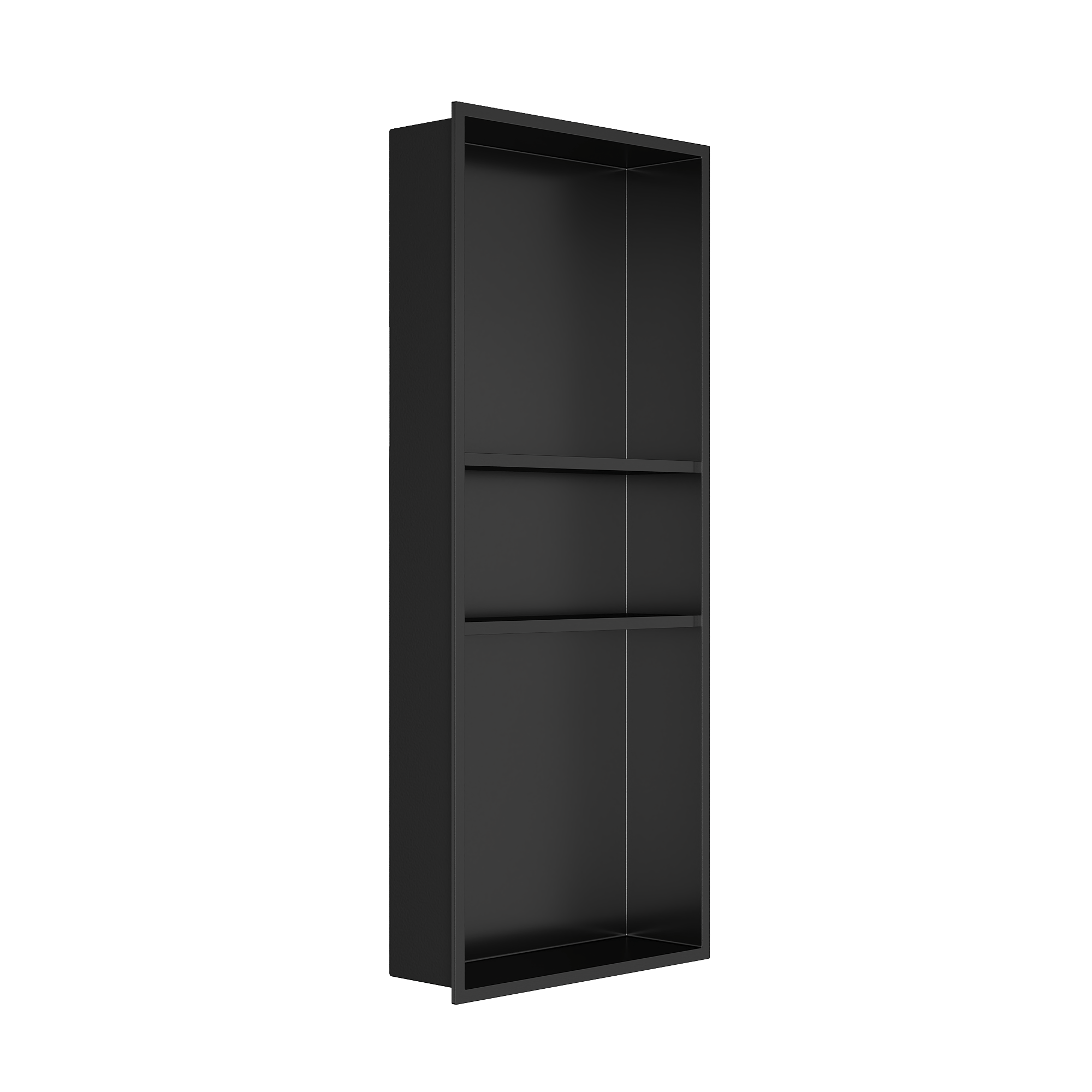 DeerValley 13" x 31" Triple Shelf Shower Niche with Drainage Slope, Matte Black, - Recessed Wall Bathroom Niche, No Tile Required