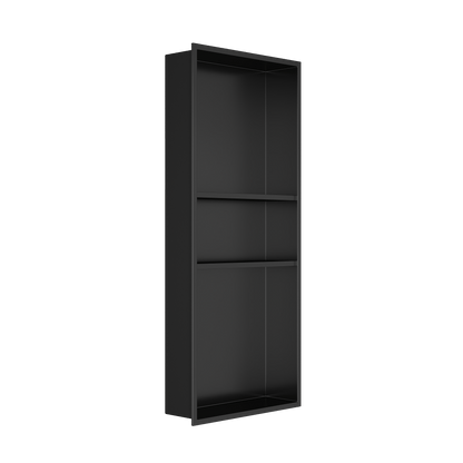 DeerValley 13" x 31" Triple Shelf Shower Niche with Drainage Slope, Matte Black, - Recessed Wall Bathroom Niche, No Tile Required