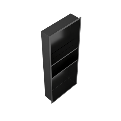 DeerValley 13" x 31" Triple Shelf Shower Niche with Drainage Slope, Matte Black, - Recessed Wall Bathroom Niche, No Tile Required