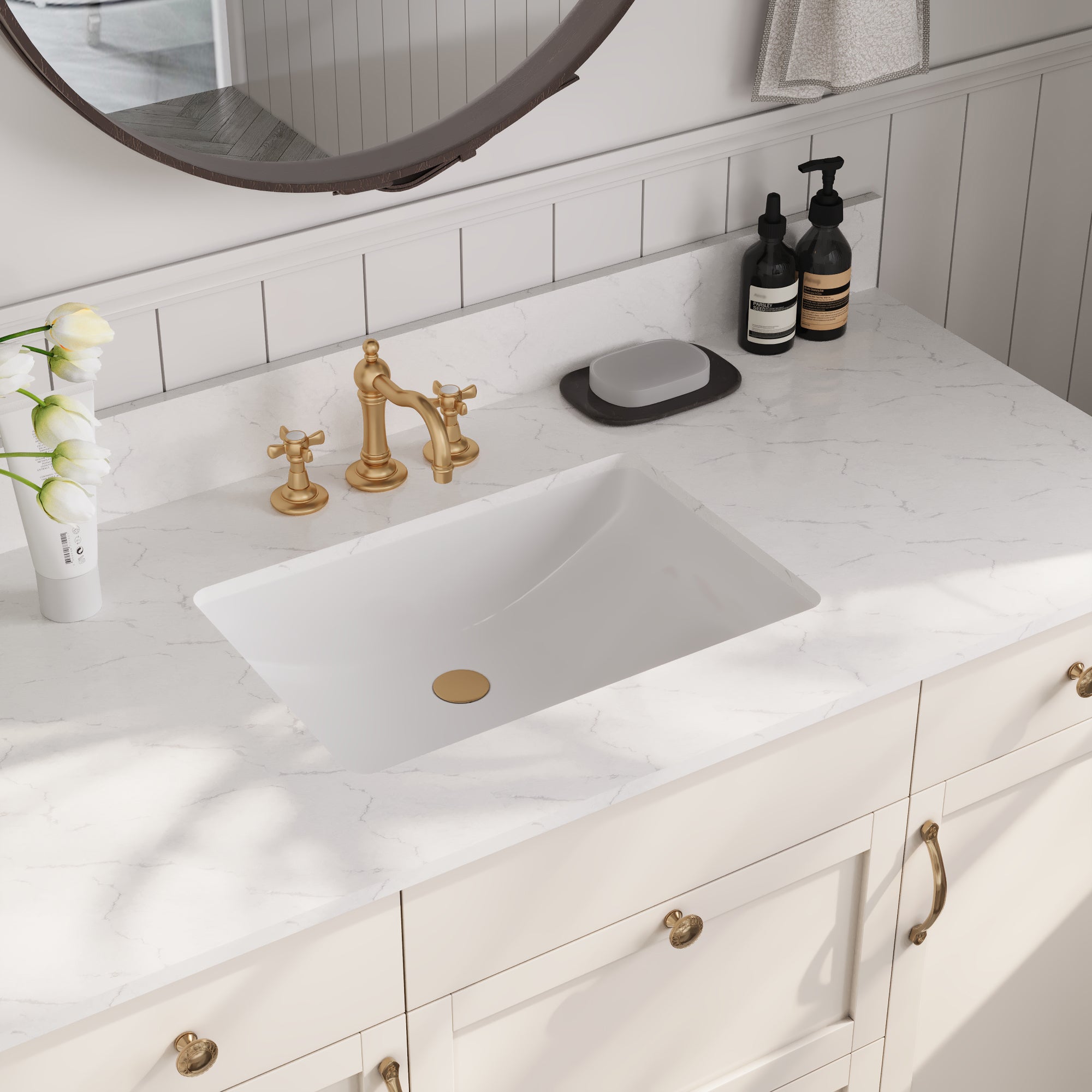 48.8" Rectangular Vanity Top Sink, Overflow Hole