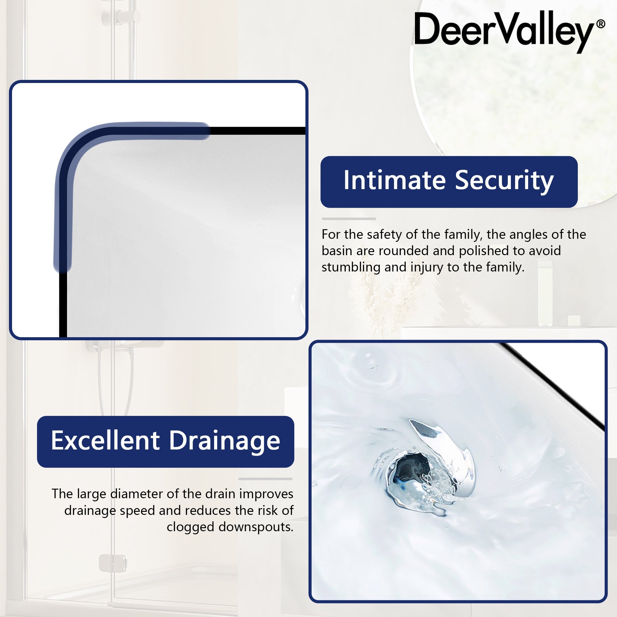 DeerValley Liberty 16"x 12" Rectangular Vitreous China Vessel Bathroom Sink, White with Black Striped Edge - DV-1V0317