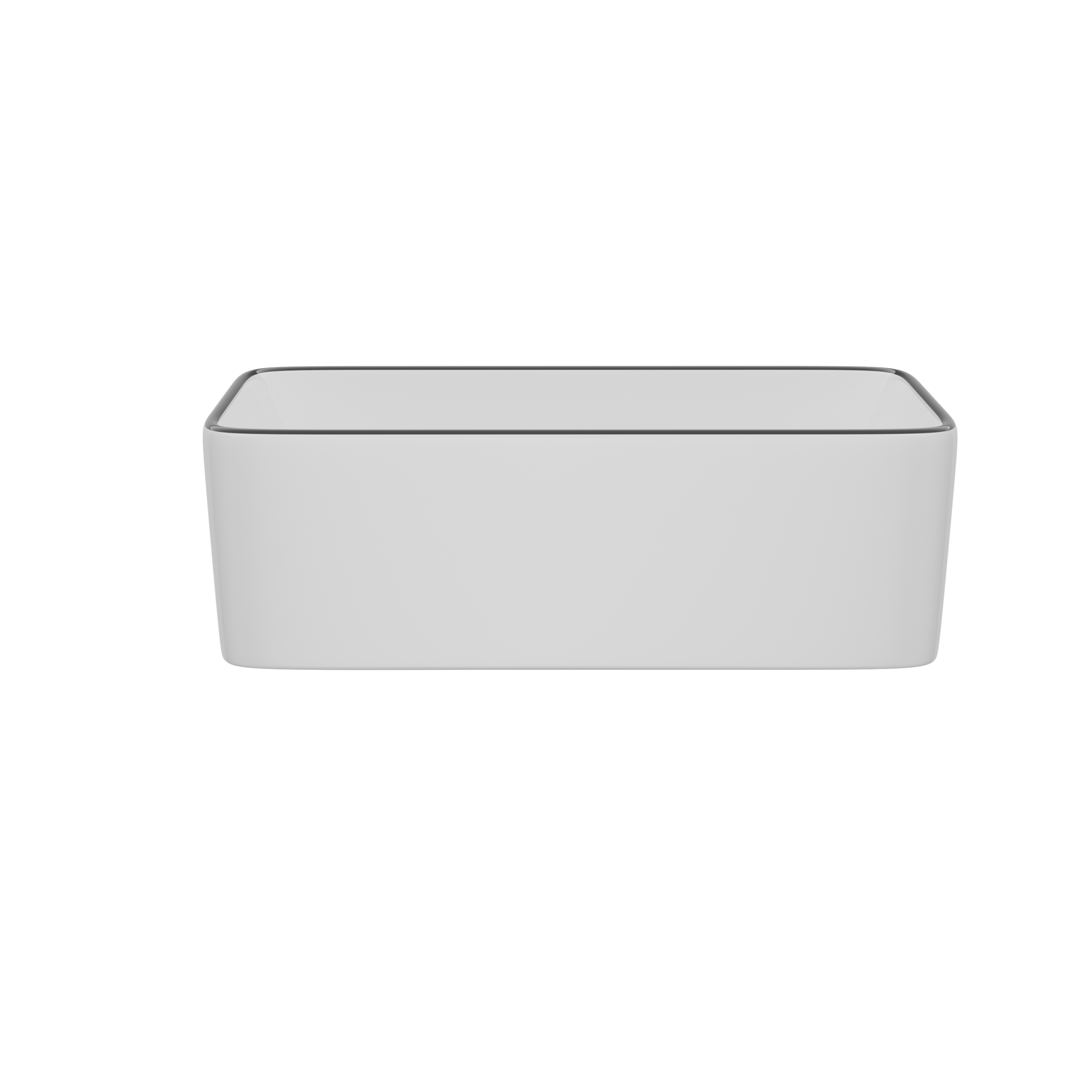 DeerValley Liberty 16"x 12" Rectangular Vitreous China Vessel Bathroom Sink, White with Black Striped Edge - DV-1V0317