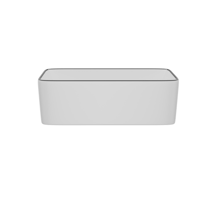 DeerValley Liberty 16"x 12" Rectangular Vitreous China Vessel Bathroom Sink, White with Black Striped Edge - DV-1V0317