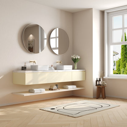 DeerValley Liberty 16"x 12" Rectangular Vitreous China Vessel Bathroom Sink, White with Black Striped Edge - DV-1V0317