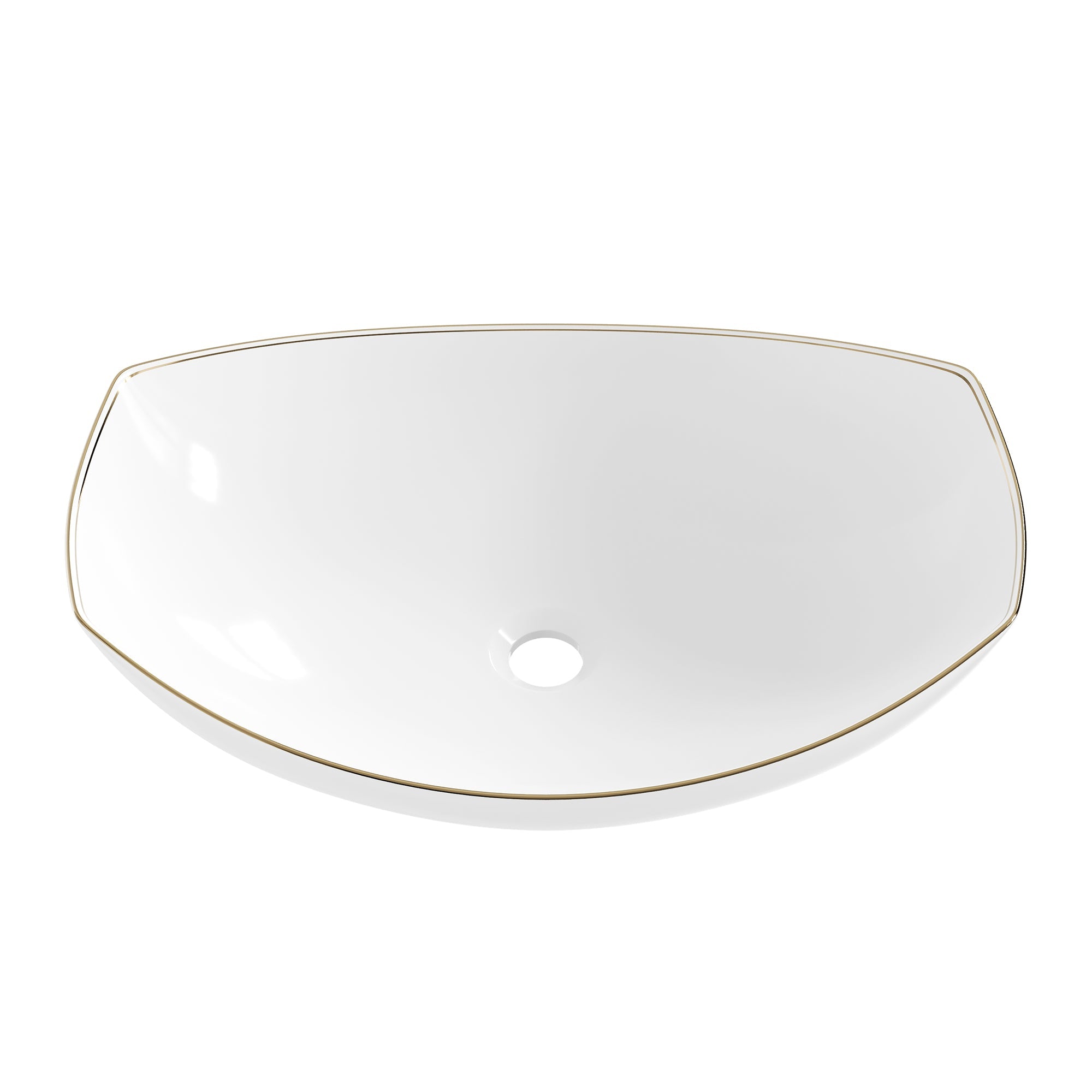 DeerValley 22" x 16" Boat-Shaped Ceramic Vessel Sink with Gold Striped Edges - DV-1V0319