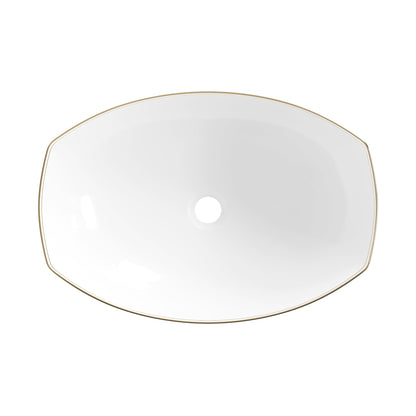 DeerValley 22" x 16" Boat-Shaped Ceramic Vessel Sink with Gold Striped Edges - DV-1V0319