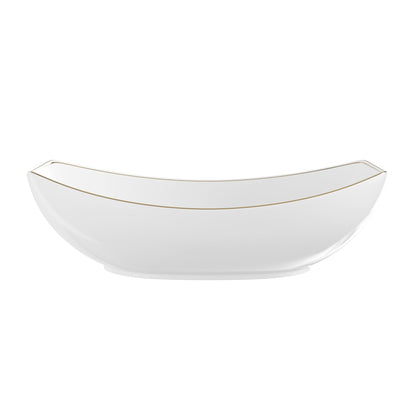 DeerValley 22" x 16" Boat-Shaped Ceramic Vessel Sink with Gold Striped Edges - DV-1V0319