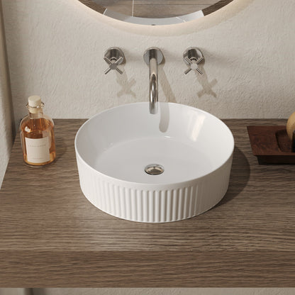 DeerValley DV-1V0320 16" x 16" Round Ceramic Vessel Sink with Wavy Texture Design